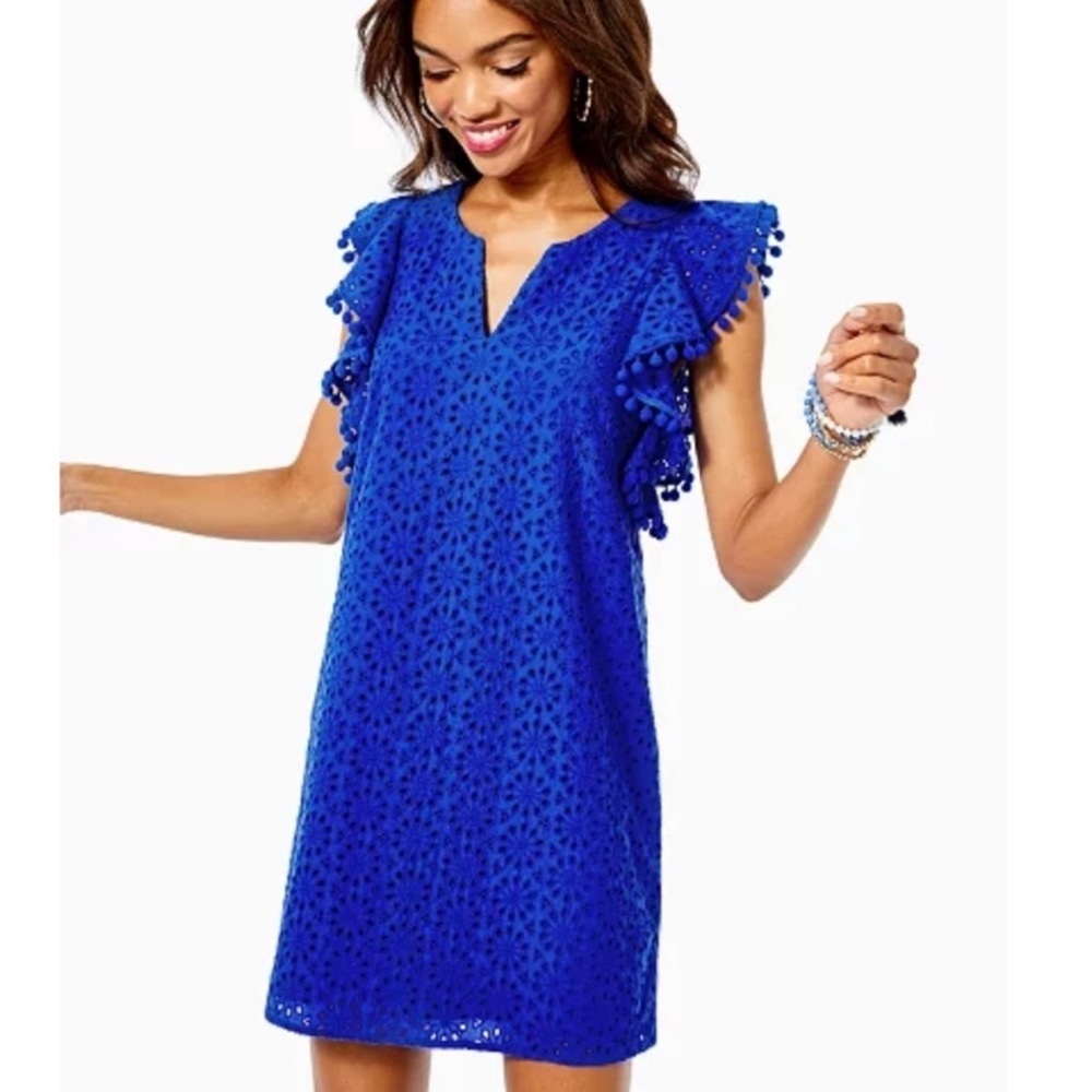 Lilly Pulitzer Astara Eyelet Dress‎ Women Size XS
Baha Blue Neon Sunburst Eyelet